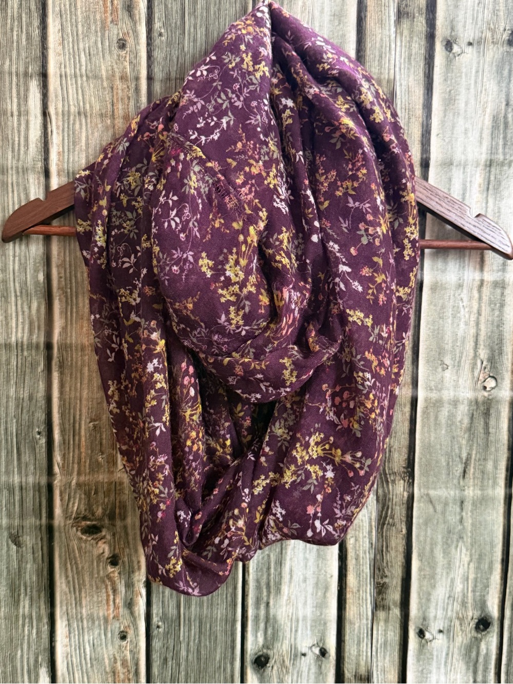 Women's Plum Floral Infinity Scarf - Lightweight Wrap